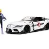2020 Toyota Supra W/ Roy Focker Figurine, White - Jada Toys 33682 - 1/24 Scale Diecast Car