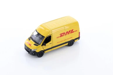 Mercedes-Benz Sprinter DHL Delivery Van, Yellow - Kinsmart 5429D - 1/48 Scale Diecast Model Toy Car