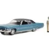 1972 Cadillac Coupe DeVille W/ Vintage Gas Pump, Blue - Greenlight 97130A - 1/64 Scale Diecast Car