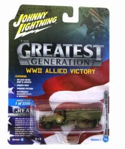 Johnny Lightning GMC CCKW 2 1/2-ton 6x6 Truck, Green - JLCP7068-24 - 1/64 Scale Diecast Model Toy Car